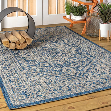 Sinjuri Medallion Textured Weave Indoor/outdoor Area Rug
